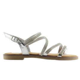 Sandalias plateadas con circonita K952 plata gris 5