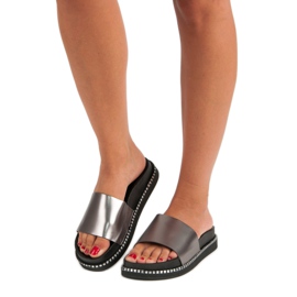 Bestelle Babuchas plateadas de mujer gris 6