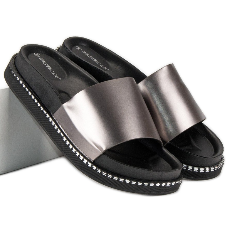 Bestelle Babuchas plateadas de mujer gris 2
