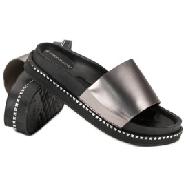 Bestelle Babuchas plateadas de mujer gris 5