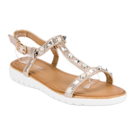 Sandalias Planas Con Strass amarillo 1