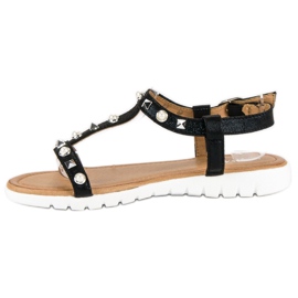 Sandalias Planas Con Strass negro 2
