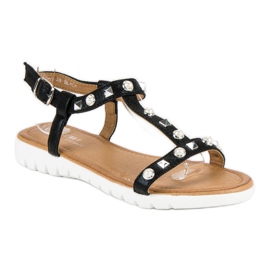 Sandalias Planas Con Strass negro 4