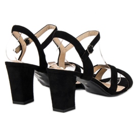 Lovit Sandalias de gamuza en un post negro 4
