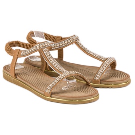 Juliet Sandalias planas camel marrón 3