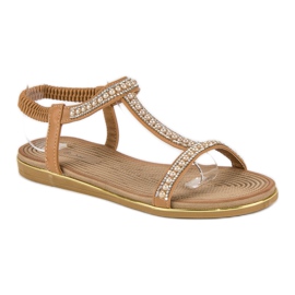 Juliet Sandalias planas camel marrón 6