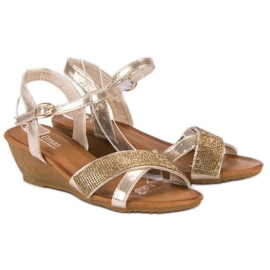 Sandalias cuña doradas dorado 6
