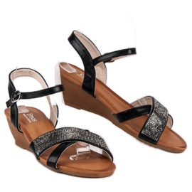 Sandalias cuña negras negro 2
