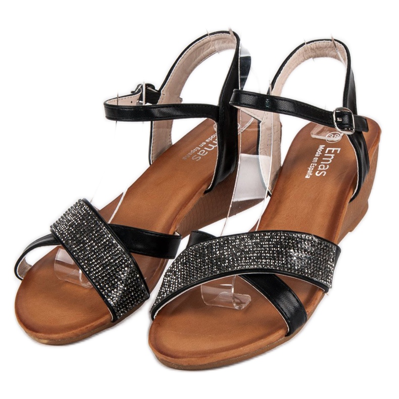 Sandalias cuña negras negro 1