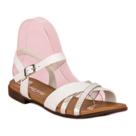 L. Day Sandalias planas blancas blanco gris 2