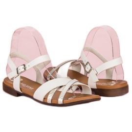 L. Day Sandalias planas blancas blanco gris 4