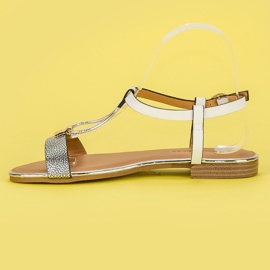 L. Lux. Shoes Sandalias planas blancas blanco gris 3