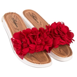 Chanclas rojas con flores rojo 2 Chanclas rojas con flores rojo 2