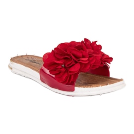 Chanclas rojas con flores rojo 3
