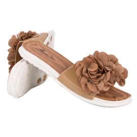 Chanclas marrones con flores marrón 4