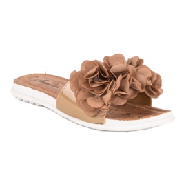 Chanclas marrones con flores marrón 2