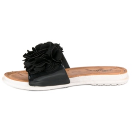 Chanclas negras con flores negro 4