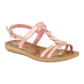 Top Shoes Sandalias Lacadas Con Hebilla rosado 3