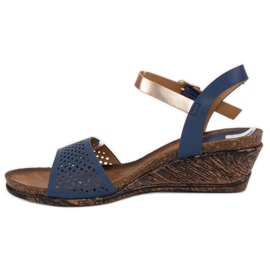 Sandalias Vinceza con cuña azul amarillo 4