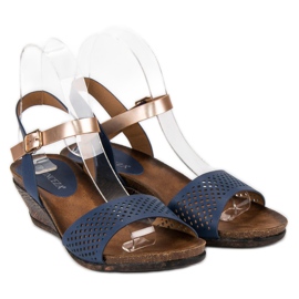 Sandalias Vinceza con cuña azul amarillo 6