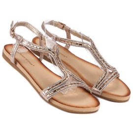 Ideal Shoes Sandalias doradas con cristales dorado 1