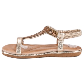 Marquiz Sandalias planas doradas con elástico dorado 3