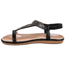 Marquiz Sandalias negras planas con elástico negro 1
