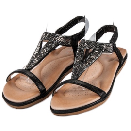 Marquiz Sandalias negras planas con elástico negro 3