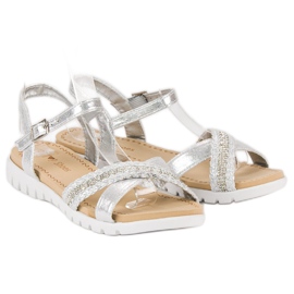 Top Shoes Sandalias planas plateadas gris 6