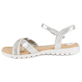 Top Shoes Sandalias planas plateadas gris 4