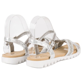 Top Shoes Sandalias planas plateadas gris 5