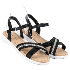 Top Shoes Sandalias planas negras negro 4