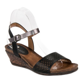 Sandalias Vinceza con cuña negro 3