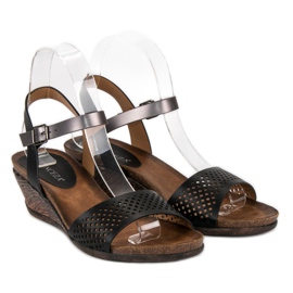 Sandalias Vinceza con cuña negro 6