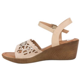 Renda Sandalias cuña elegantes marrón 3