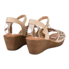 Renda Sandalias cuña elegantes marrón 4