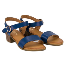 Licean Sandalias de tacón bajo azul 6