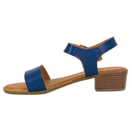 Licean Sandalias de tacón bajo azul 4