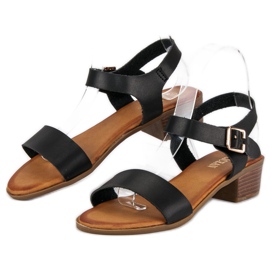 Licean Sandalias de tacón bajo negro 4
