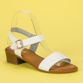 Licean Sandalias de tacón bajo blanco 2