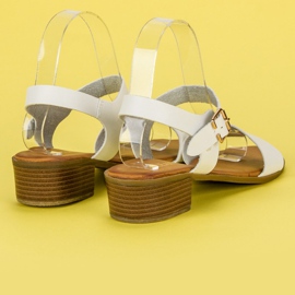 Licean Sandalias de tacón bajo blanco 4