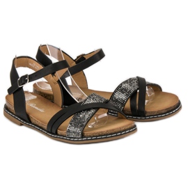 Renda Sandalias planas con hebilla negro 5
