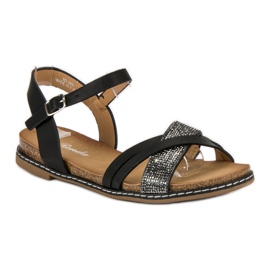 Renda Sandalias planas con hebilla negro 2