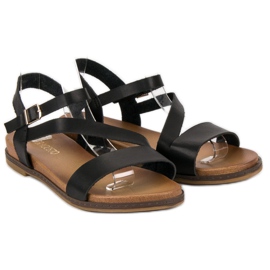 Cómodas sandalias planas negro 6