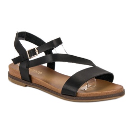 Cómodas sandalias planas negro 3