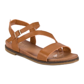 Cómodas sandalias planas marrón multicolor 3