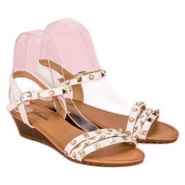 Renda Sandalias de cuña de moda blanco 4