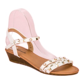 Renda Sandalias de cuña de moda blanco 2