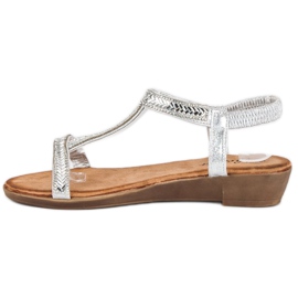 Renda Sandalias plateadas con elástico gris 3