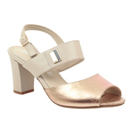 M.Daszyński Sandalias de piel Daszyński SA107 beige rosa 1